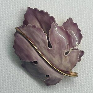 Vintage Sandor Purple Enamel Leaf Brooch Pin